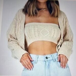 Princess Polly Baby Blue Cable Knit Sweater Set